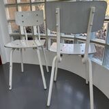 White/grey Formica chairs