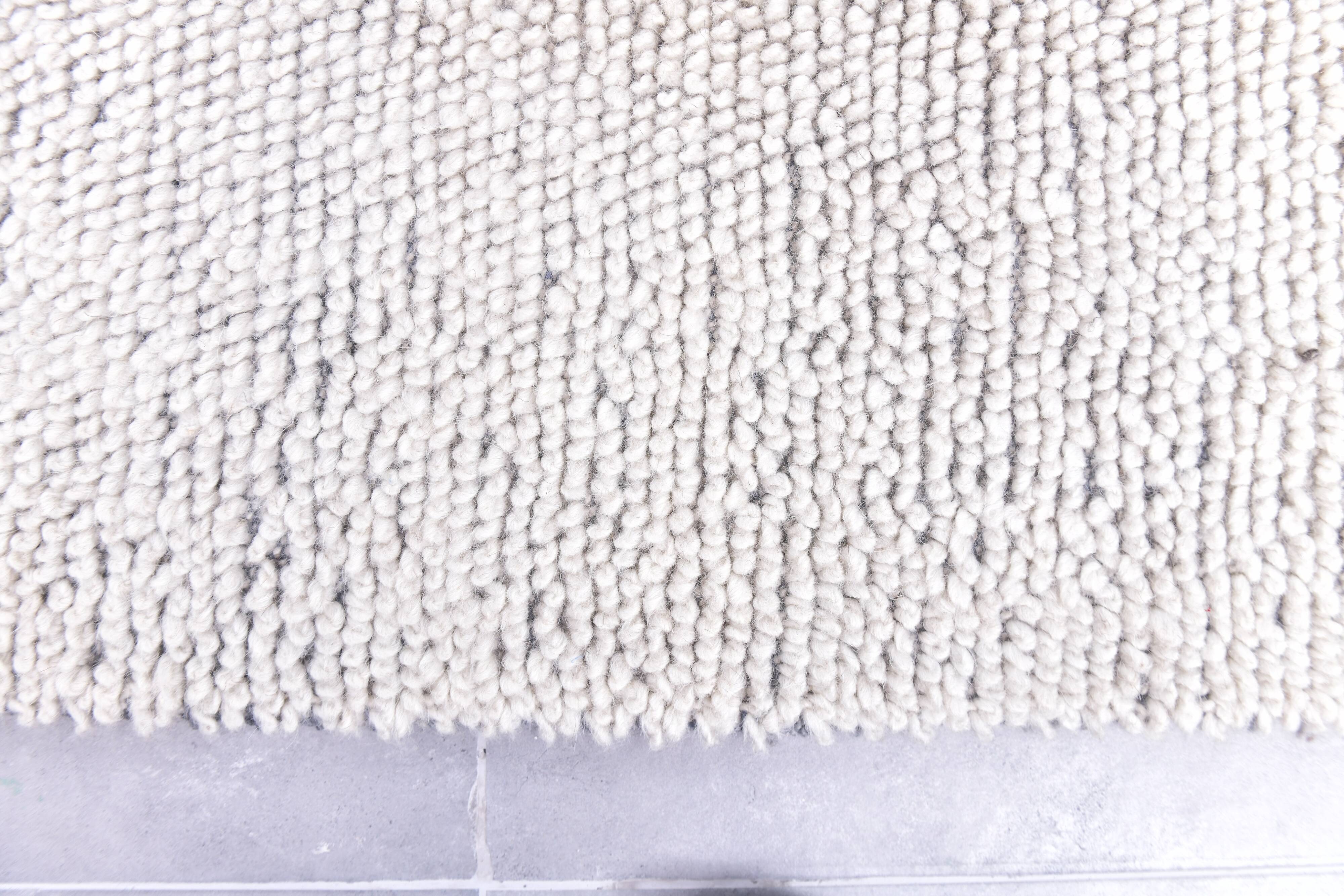 7x10 Light Blue Wool Handmade Woshable Moroccan Rug, 206x304Cm