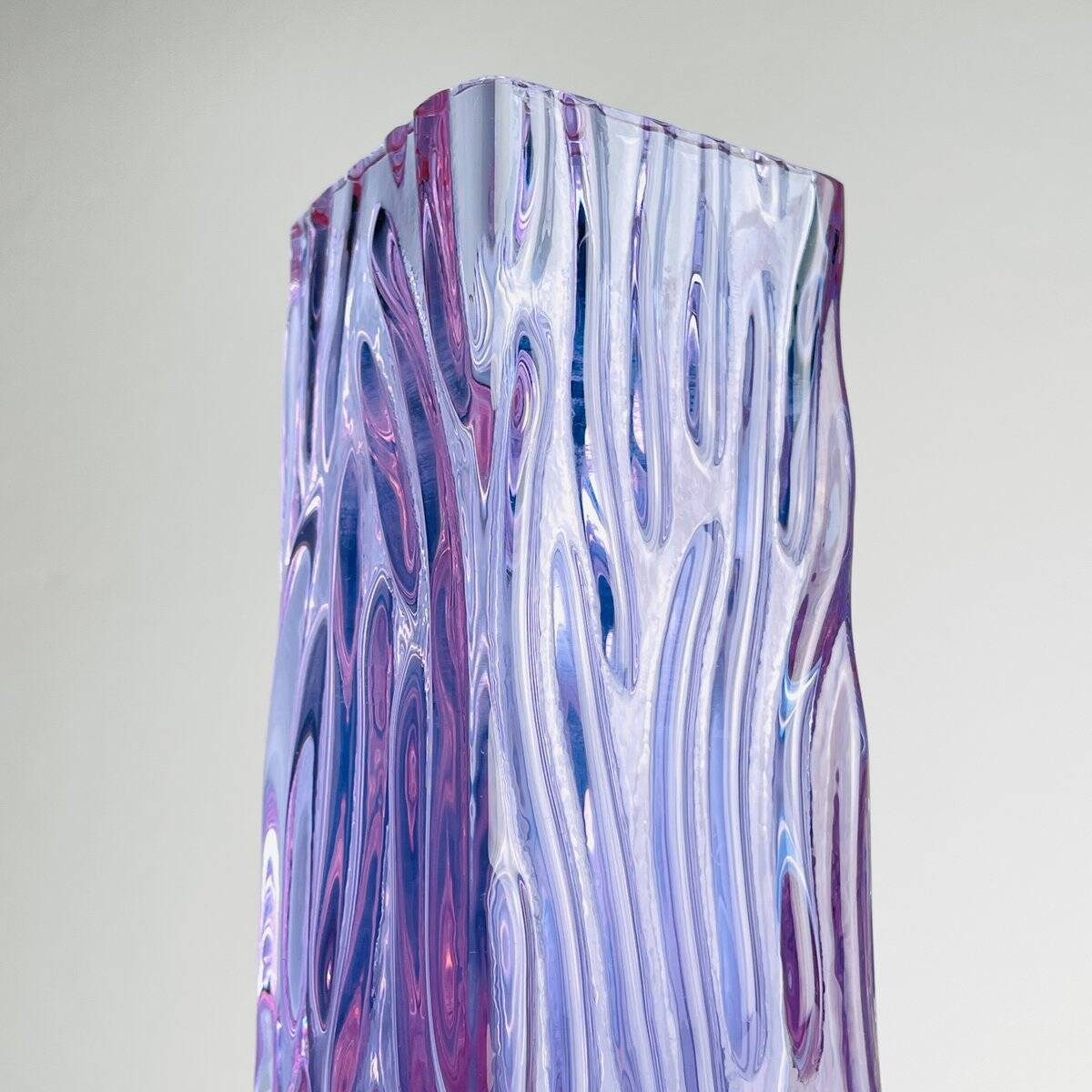 Vintage Textured Murano Glass Vase Tronchi, Italy, 1970s