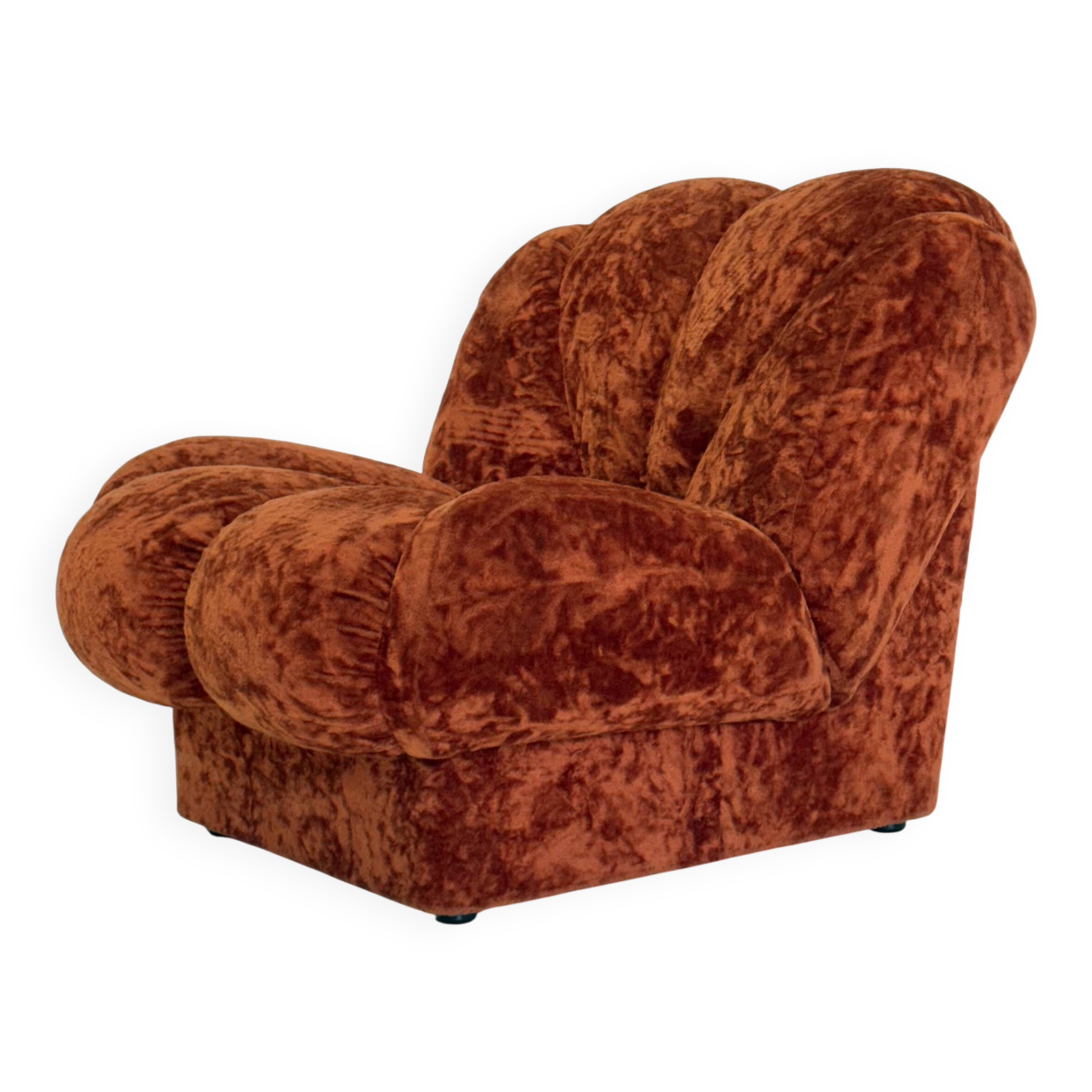 Fauteuils vintage italiens Space Age en velours orange