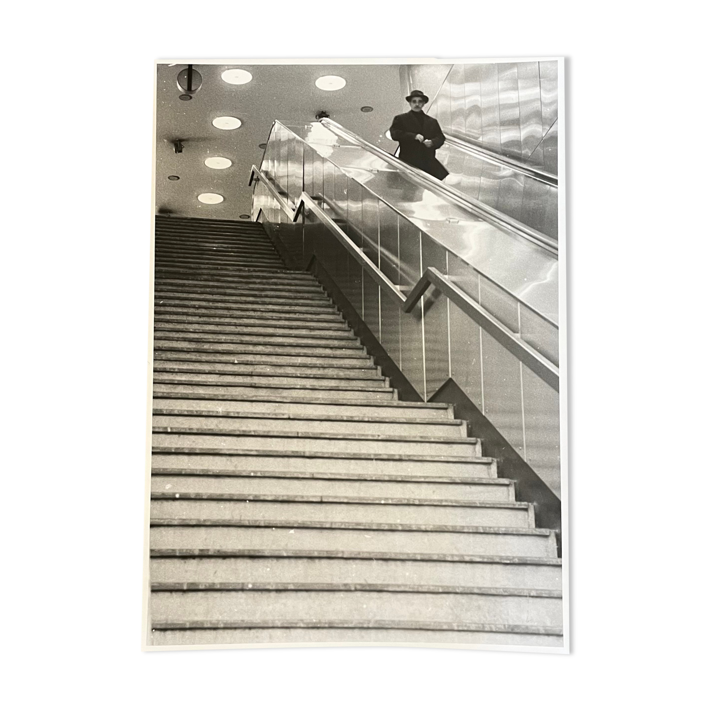 Photograph black and white silver print circa 1970 metro