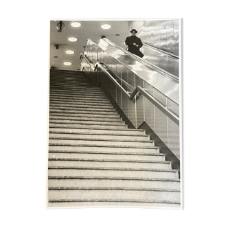 Photographie tirage argentique noir et blanc circa 1970 métro