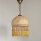 Mid Century Amber Mottled Glass Ceiling Light with Beaded Glass Fringe