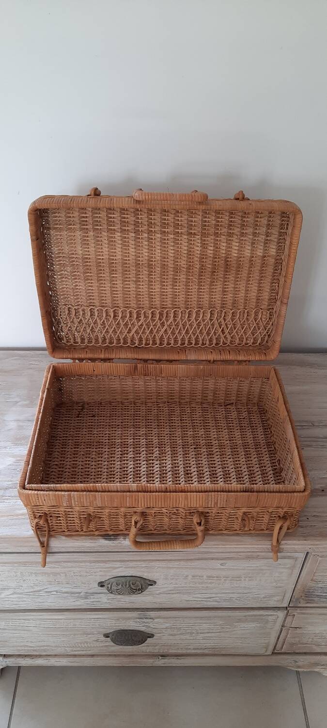 Vintage wicker suitcase