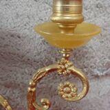 Vintage alabaster and brass candlestick