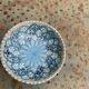 Two bowls, enameled ceramic cups, red and blue, artisanal, hand painted made in Italy