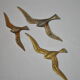 Trio of stylized seagulls in gold brass to hang 70s