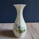 Vintage White Broken Ceramic Vase with Floral Pattern, Ribbed Vase