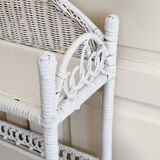 White woven wicker shelf