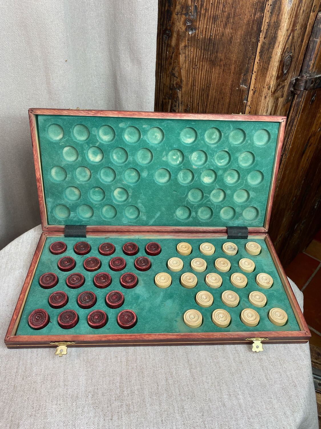 Wooden checkers game