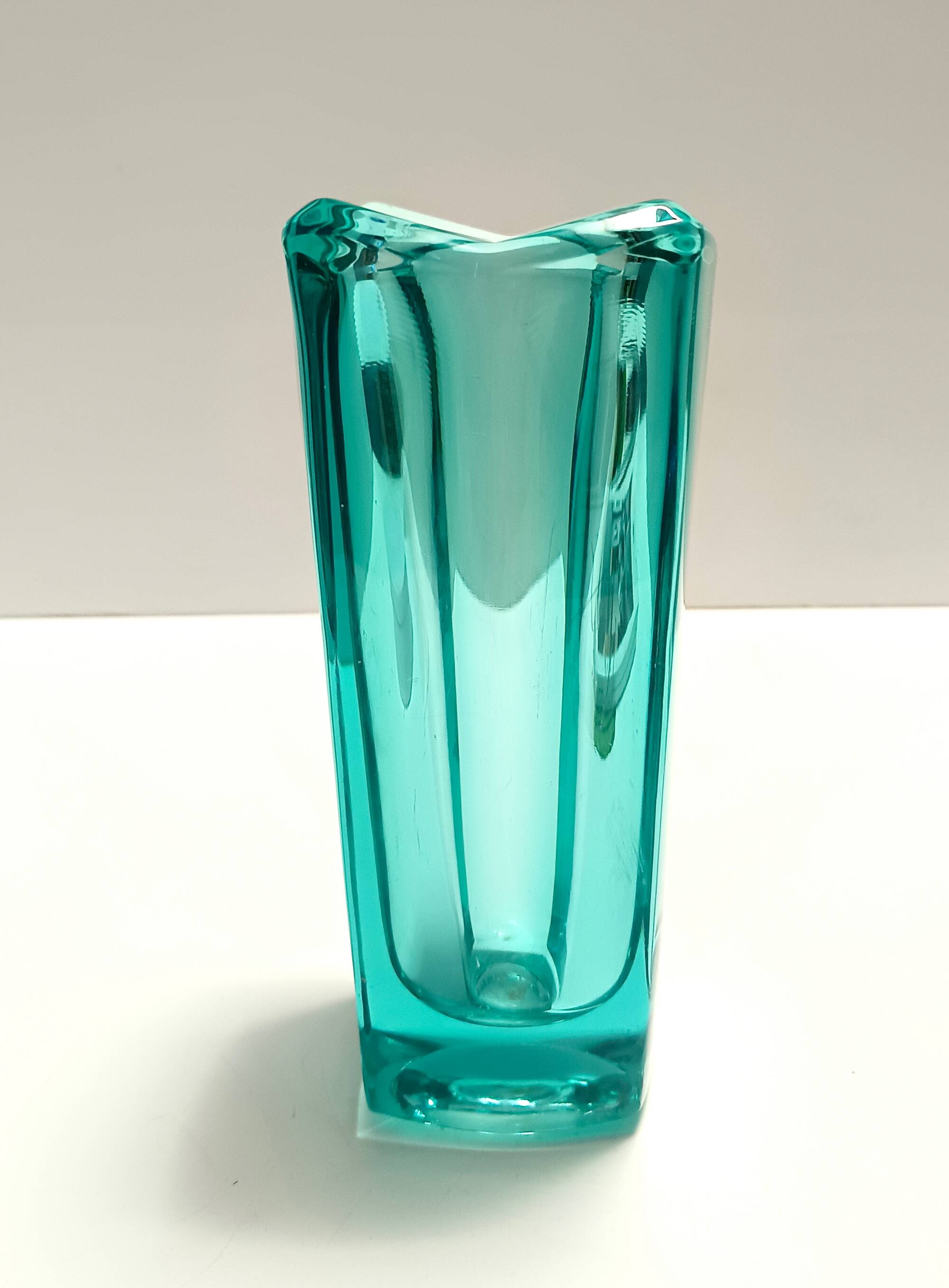 Postmodern Thick Teal Blown Glass Vase #472 by Jiri Zejmon, Czech Republic
