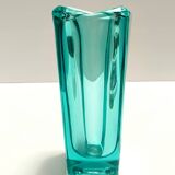 Postmodern Thick Teal Blown Glass Vase #472 by Jiri Zejmon, Czech Republic