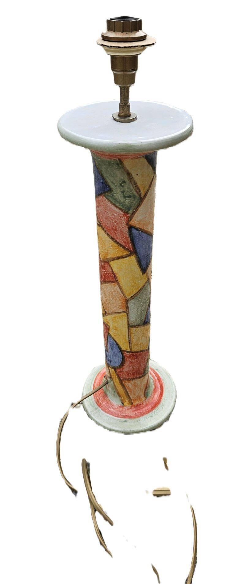 Large Harlequin Lamp Base Signed Jean-Claude Monange