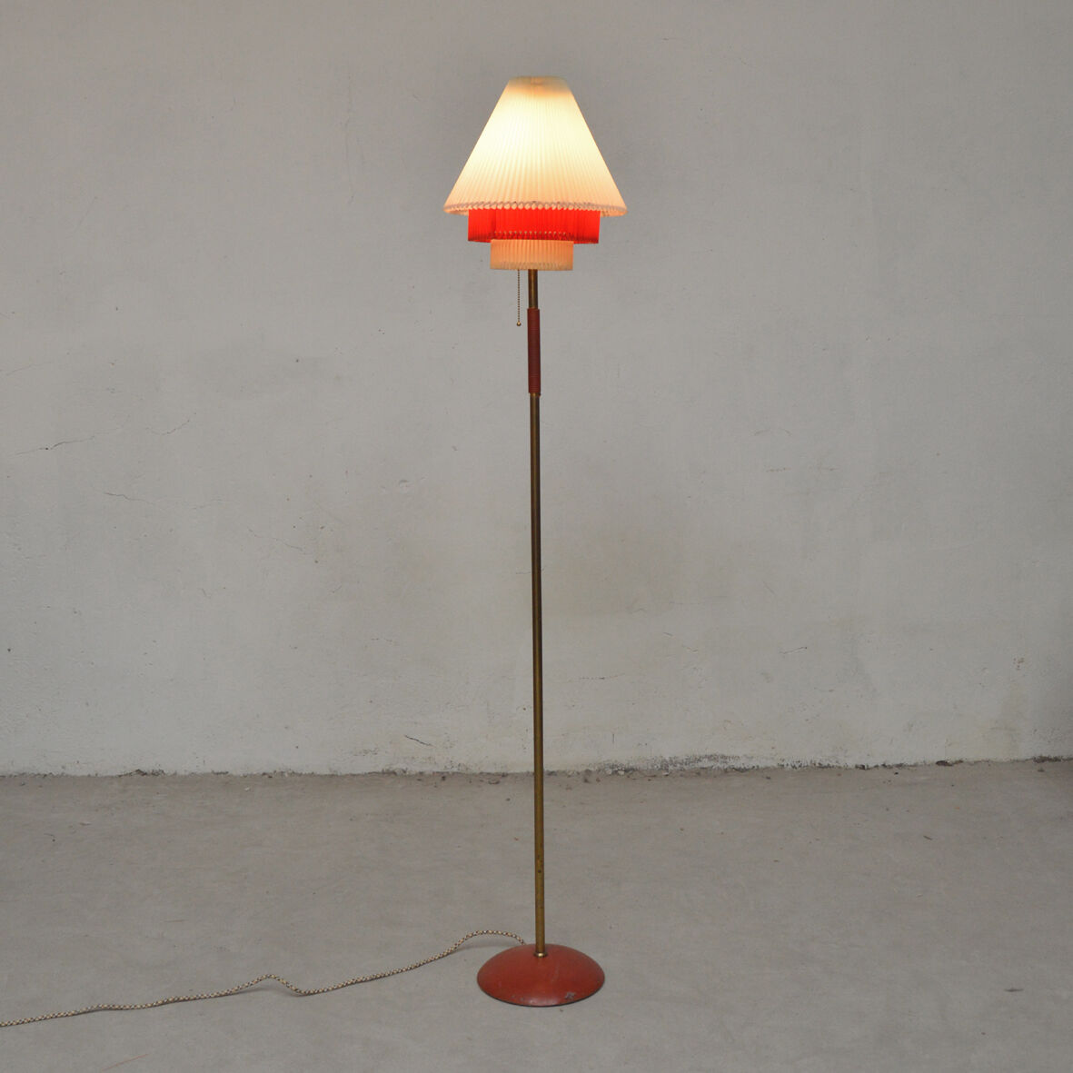 Brass and plastic floor lamp, 1960