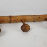 Coat rack 6 wooden hooks bamboo style