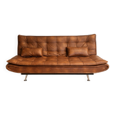 Brown cognac tufted convertible sofa – vintage spirit
