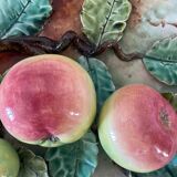 Ceramic flat polychrome slip circa 1900 decorated with apple trees