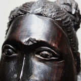 Couple of Malagasy busts in dark exotic wood, carved, craftsmanship from the 1940s to 1970s.