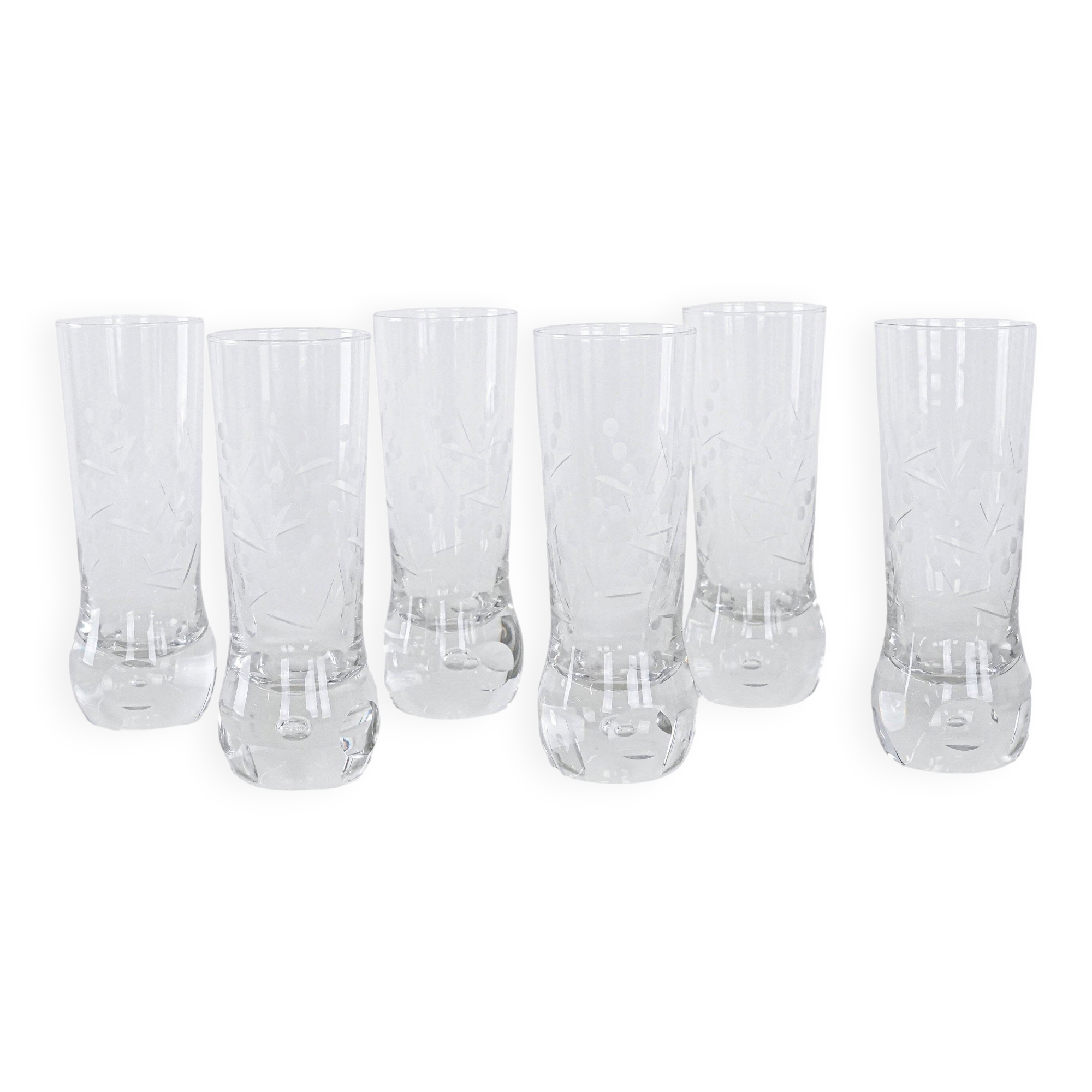Set of six glasses, Italian design, 1970s, made in Italy