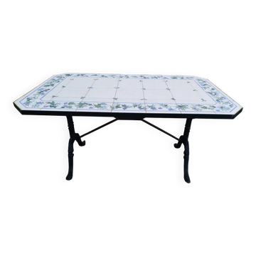 Table de bistrot en Faïence signée Vincent et Élisabeth Portier
