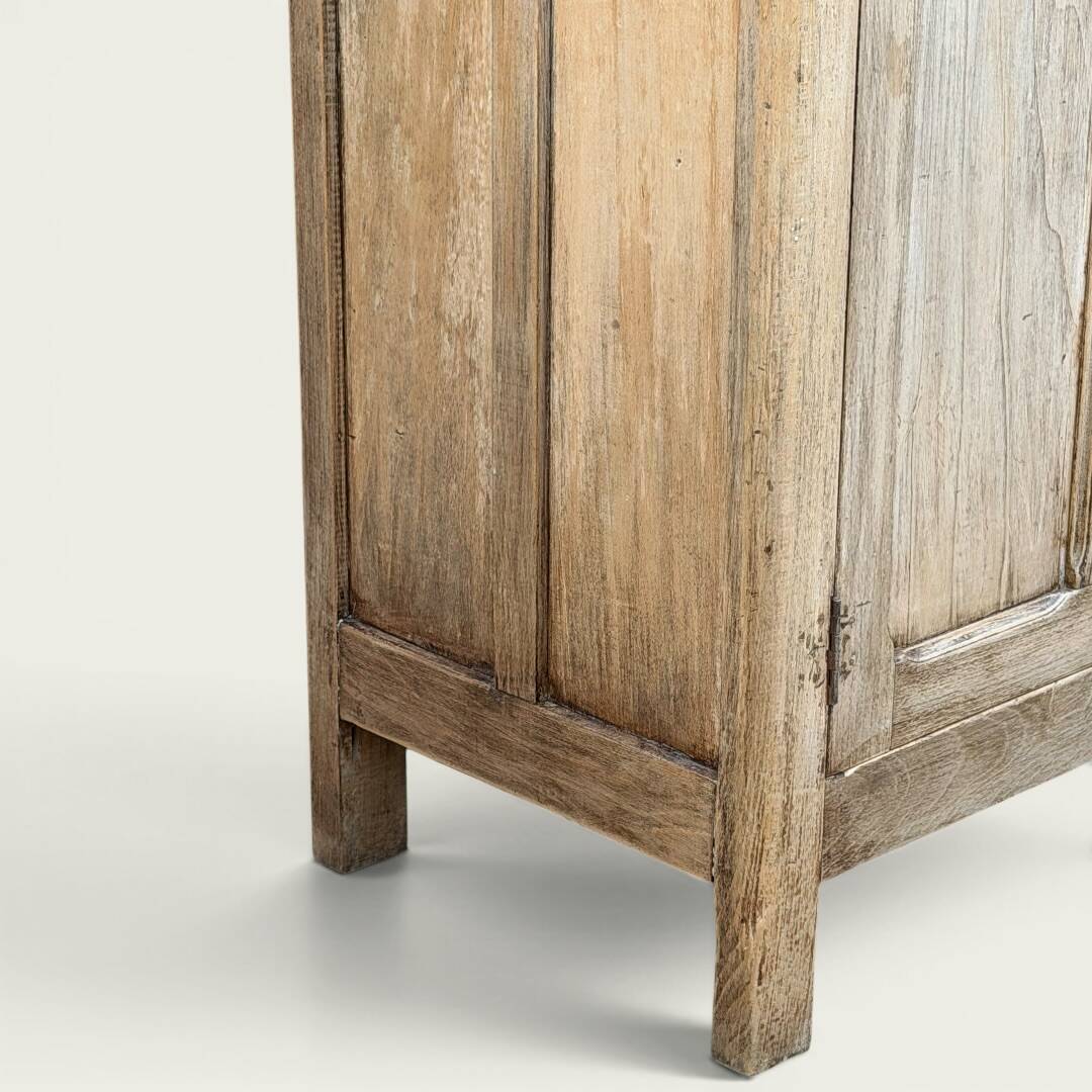 Antique patinated Parisian buffet with shell handles.