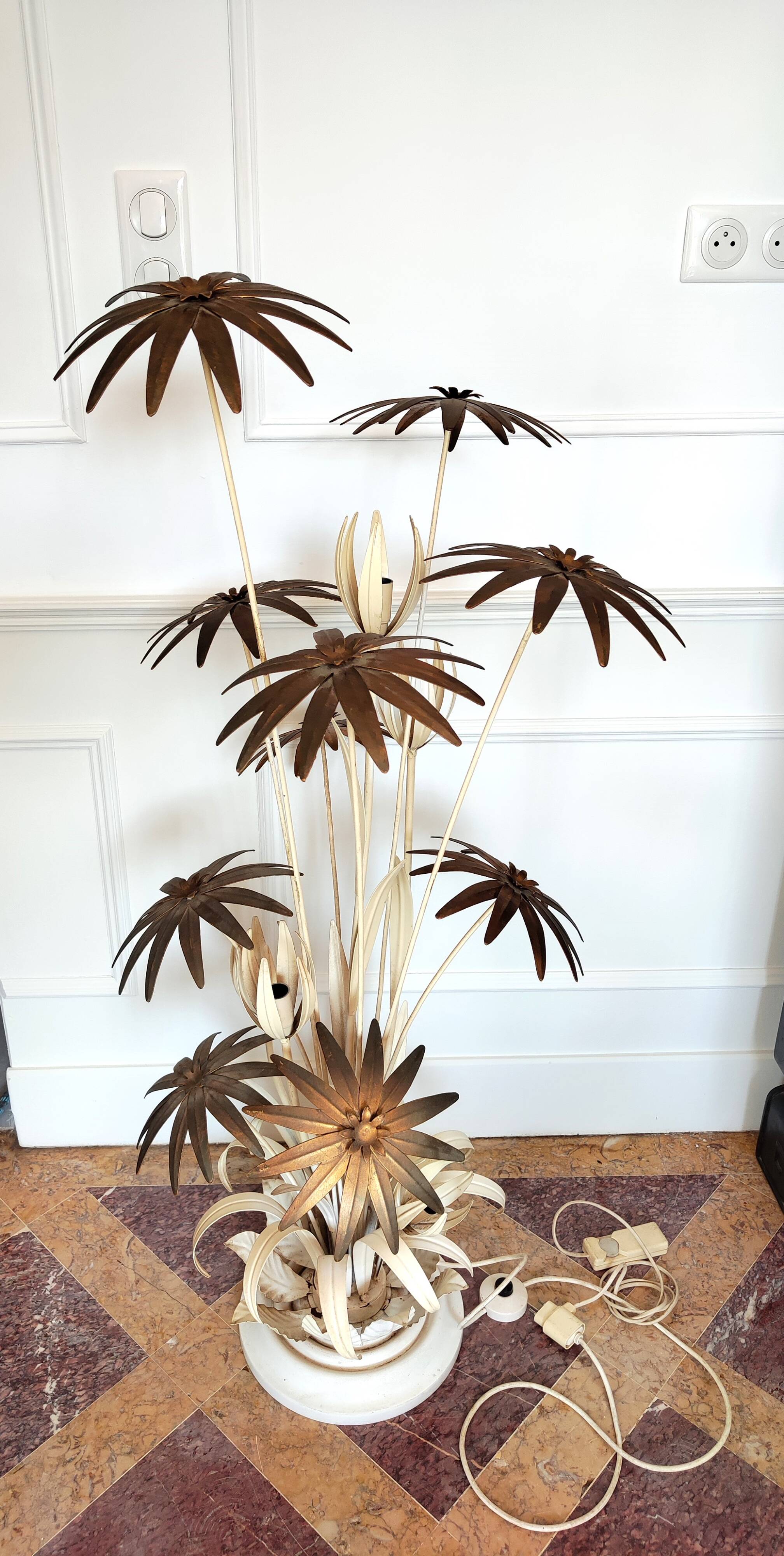 Vintage flower floor lamp by Hans Kogl 1970s