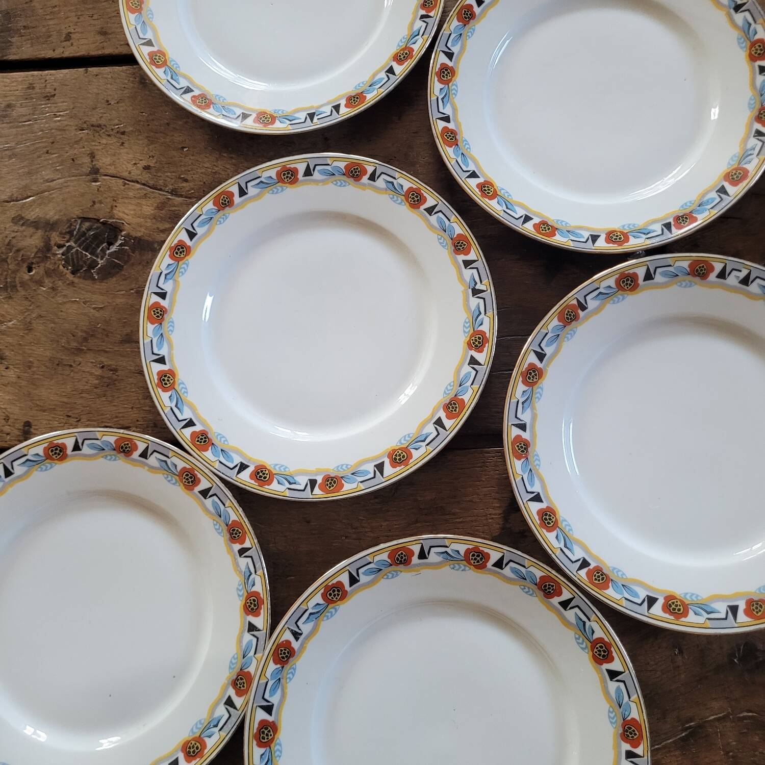 6 flat plates MLV France Art Deco 1930