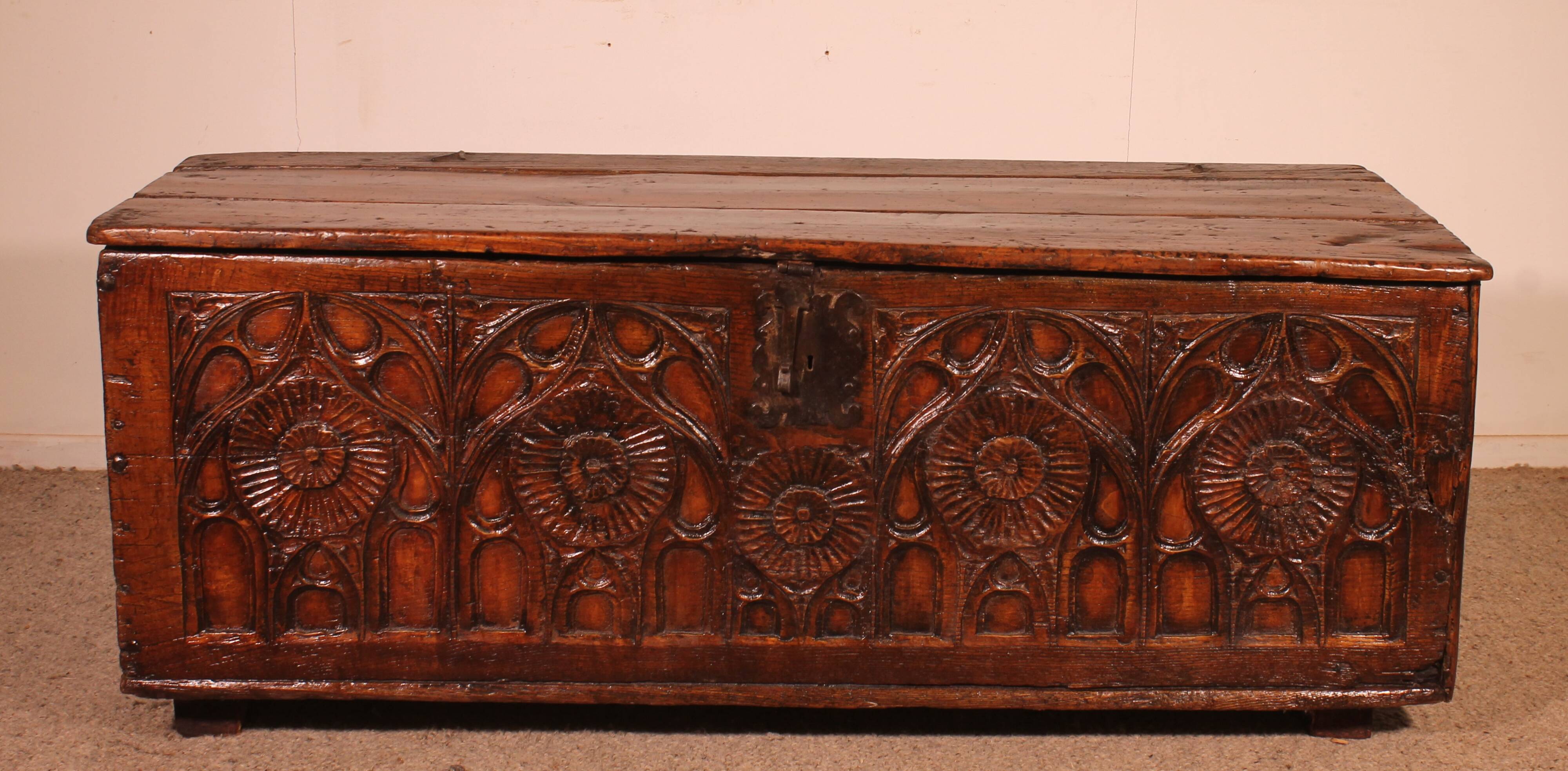 Gothic oak chest