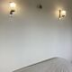 Vintage glass chandelier and its pair of wall lights