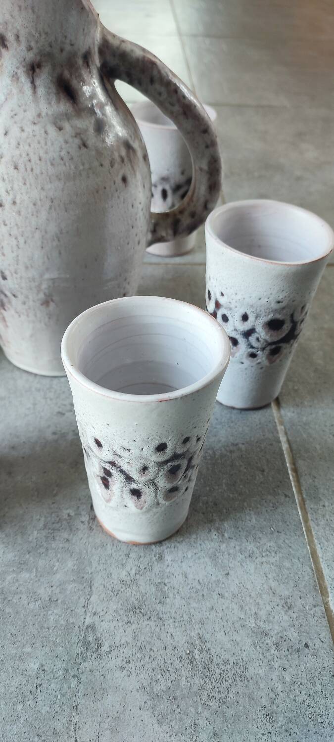 Pierlot 60s enamelled stoneware orangeade service