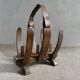 Oak and leather magazine rack, 60s-70s