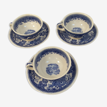 Set of 3 cups and saucers blue Burgenland by Villeroy and Boch