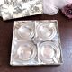 Box of 4 individual silver ashtrays in fine silver France