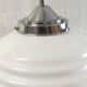 Bauhaus pendant light in chrome metal and opaline globe - 1950s