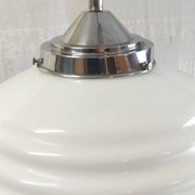 Bauhaus pendant light in chrome metal and opaline globe - 1950s