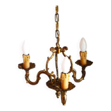 Lustre en bronze, suspension en bronze à 3 branches, luminaire de salon.