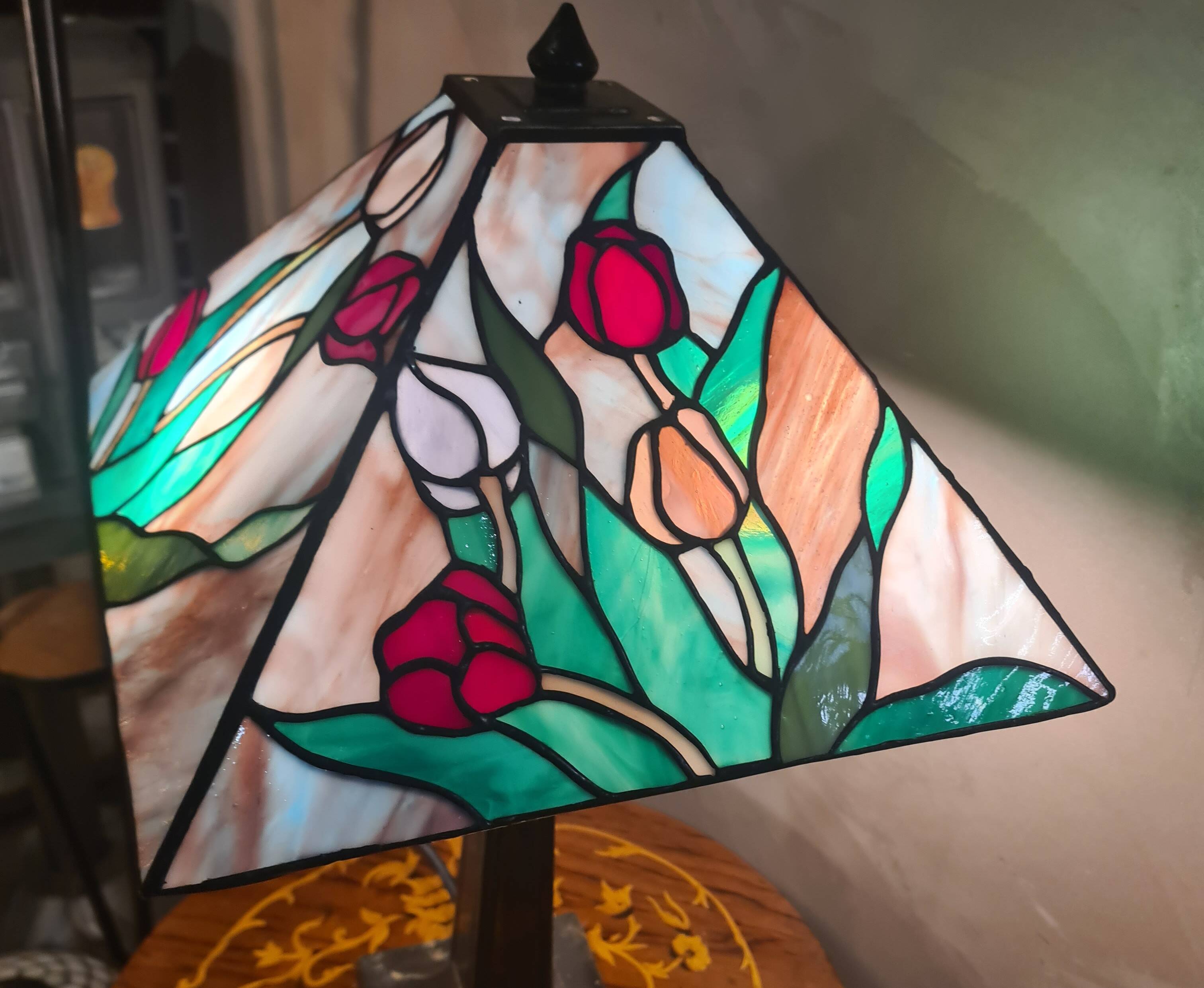 lamp 1975 to 85 origin lampshade stained glass Tiffany style 53x30 el