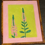 Peinture en gouache Digitalis dans un cadre antique