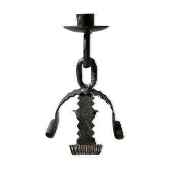 Wrought iron candle holder, brutalist, 60s-70s