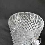 Seau à glace vintage en verre estampillé avec une anse en métal