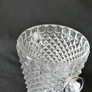 Vintage glass ice bucket stamped with a metal handle