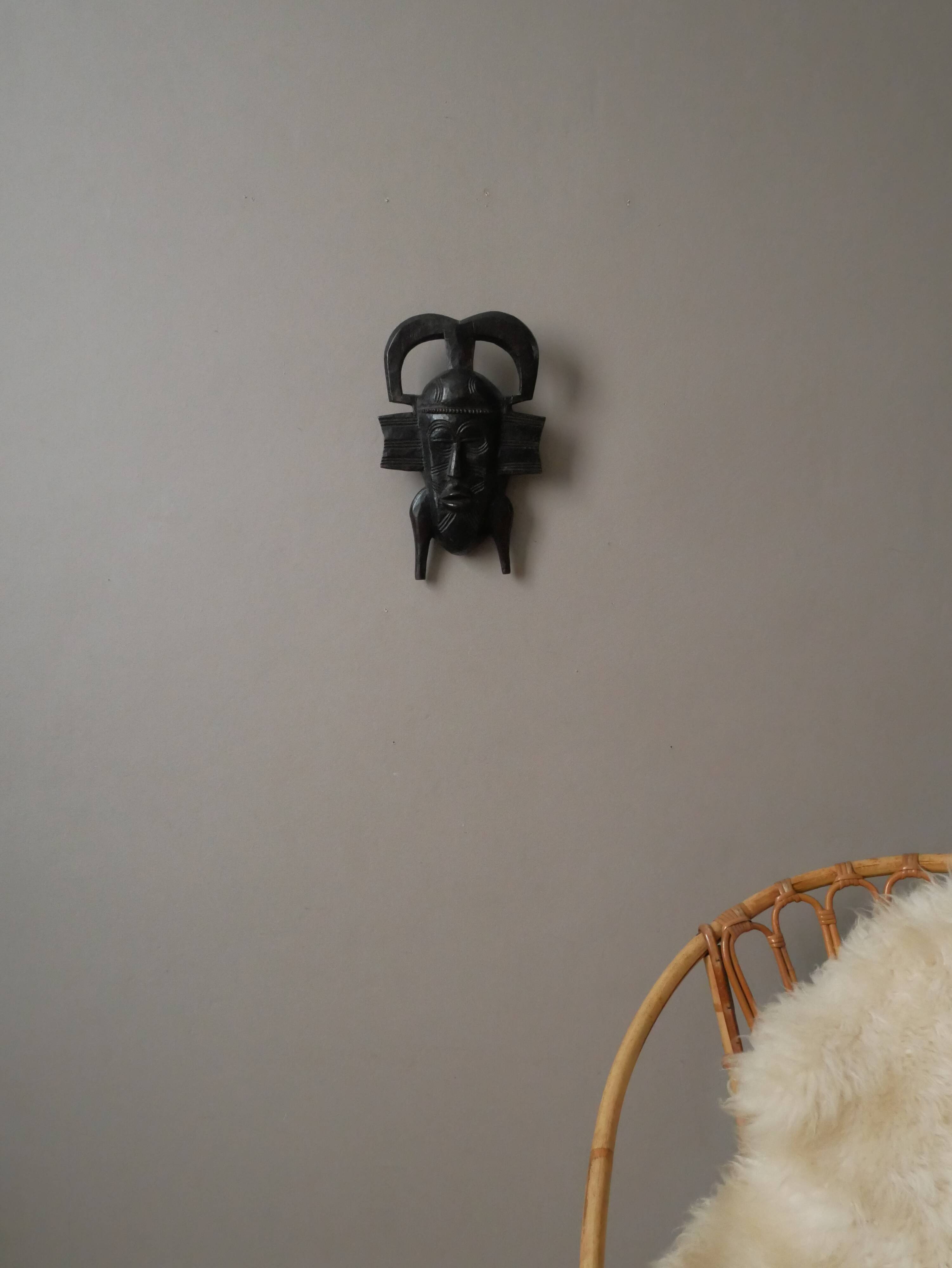 Wooden mask vintage tribal decoration African art Togo decorative object hand carved 1934