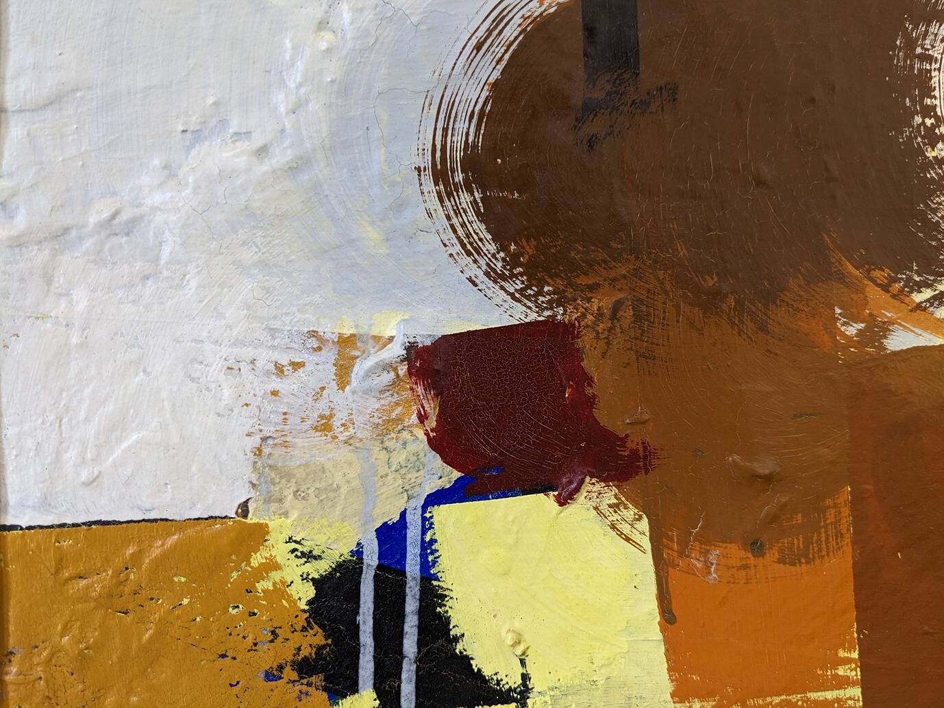 Mid-Century Modern Swedish "Autumn Rhapsody" Vintage Abstract Oil Painting, Hans Osswald