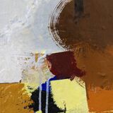 Mid-Century Modern Swedish "Autumn Rhapsody" Vintage Abstract Oil Painting, Hans Osswald