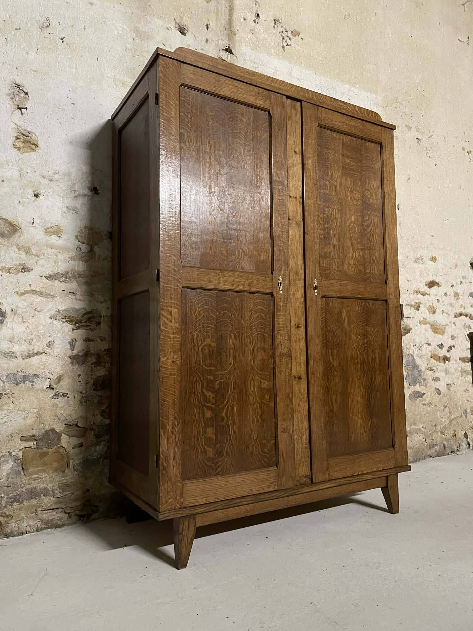 Antique wardrobe in solid oak