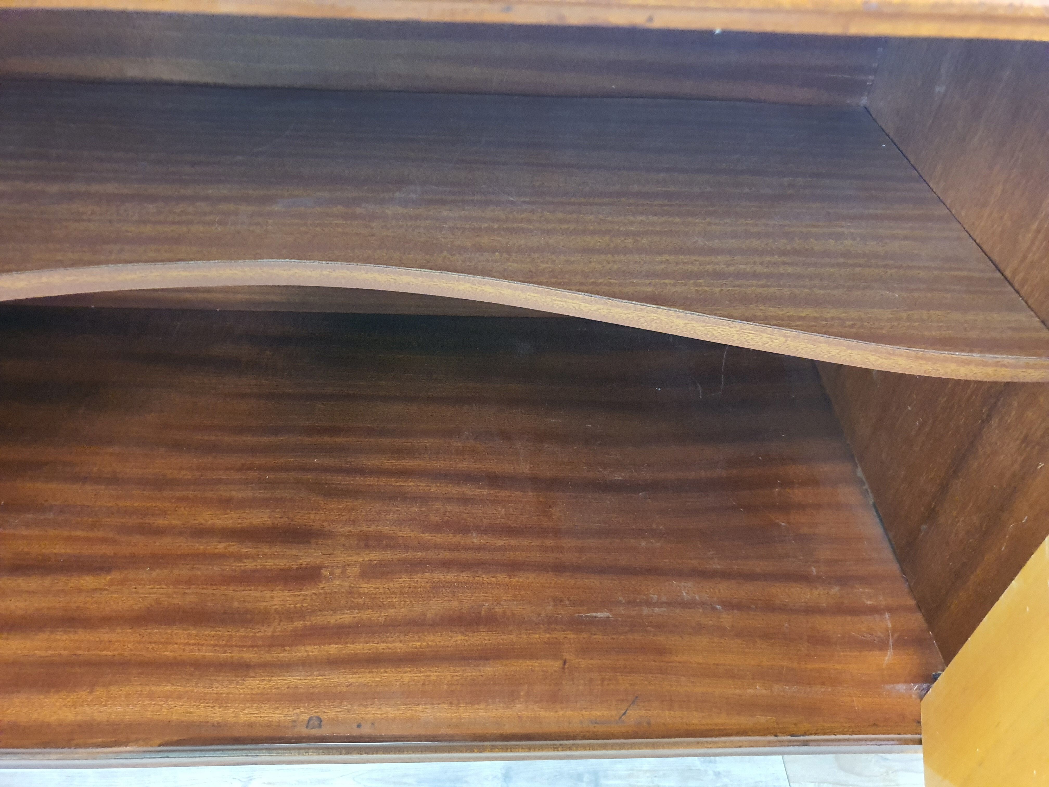 1960s sideboard with decorated doors in wood and brass