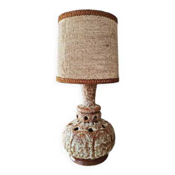 Lampe de sol vintage années 70 en céramique FAT LAVA avec abat-jour