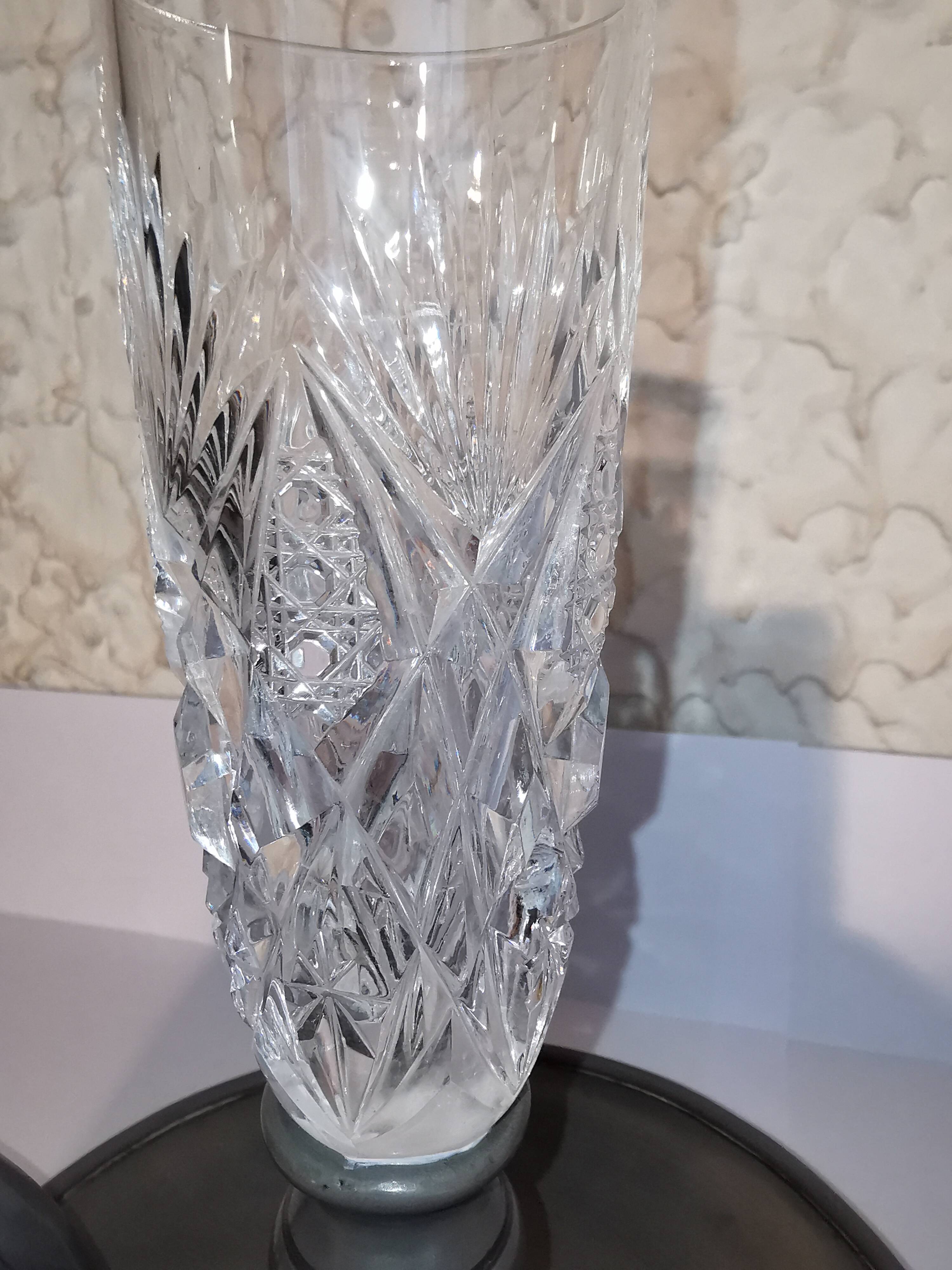 St. Louis tin and crystal cellar rat candlestick