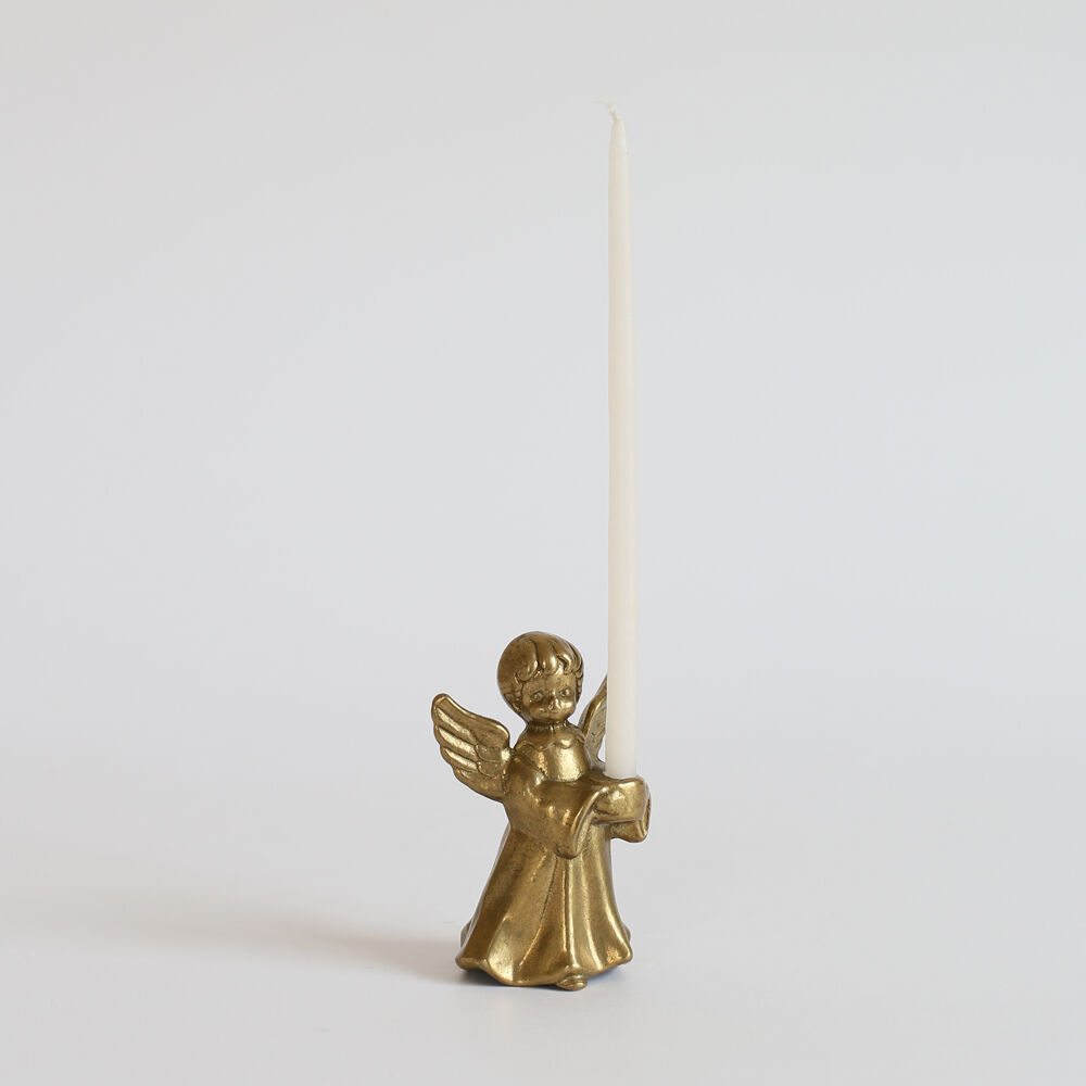 Brass cherub candle holder
