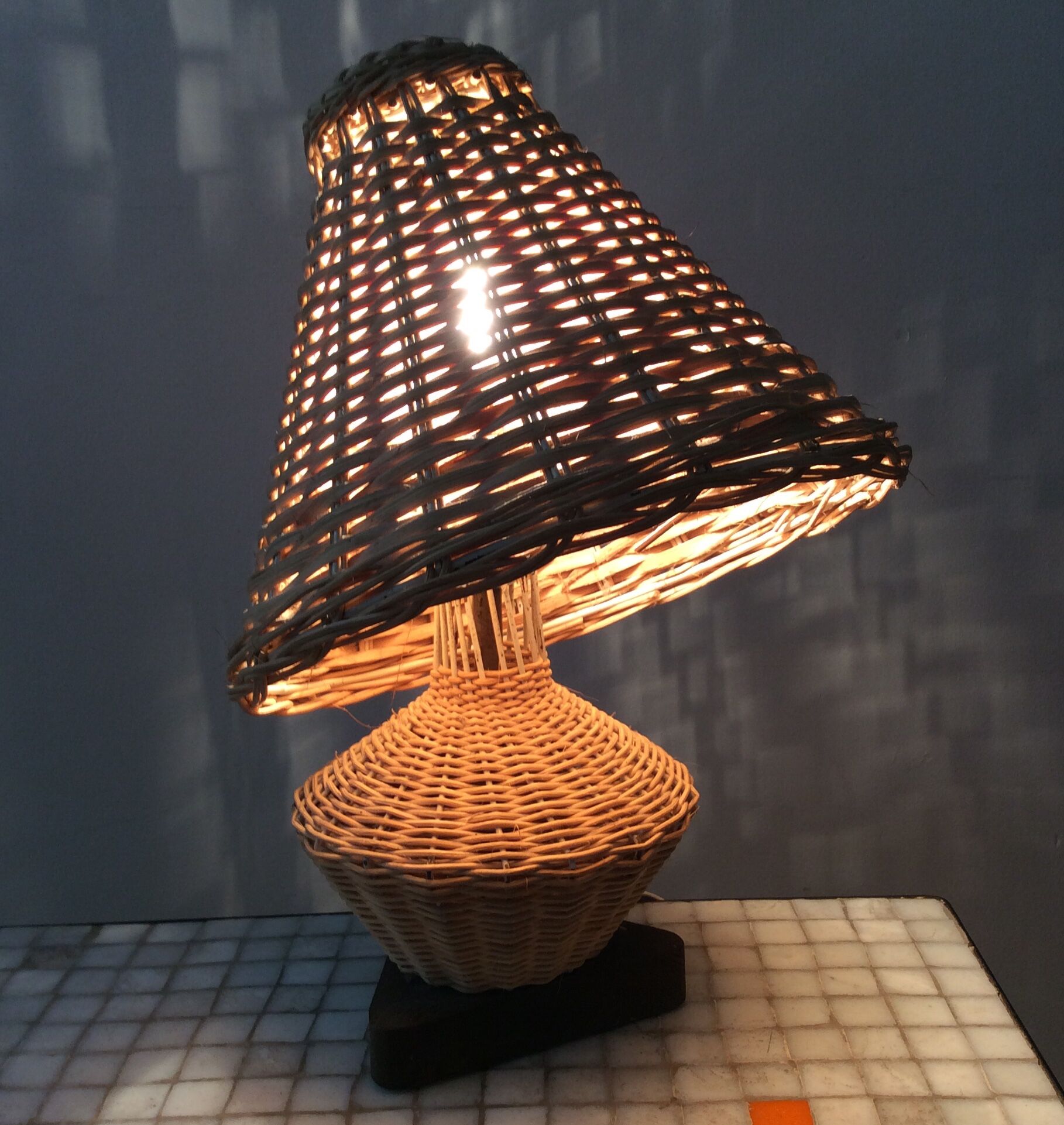 Vintage lamp from the 50s- 60s in rattan